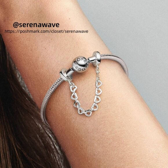 Pandora Linked Hearts Safety Chain - Picture 2 of 2